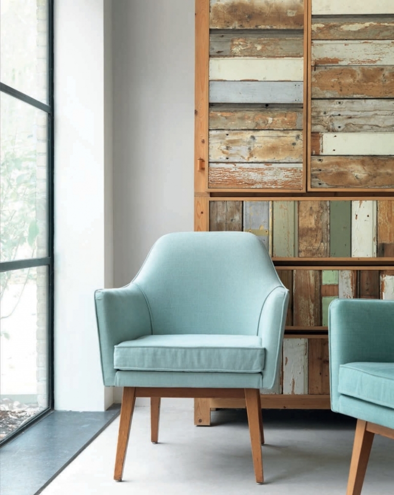 fauteuils-vintage tissus ameublement vert eau armoire bois récupération