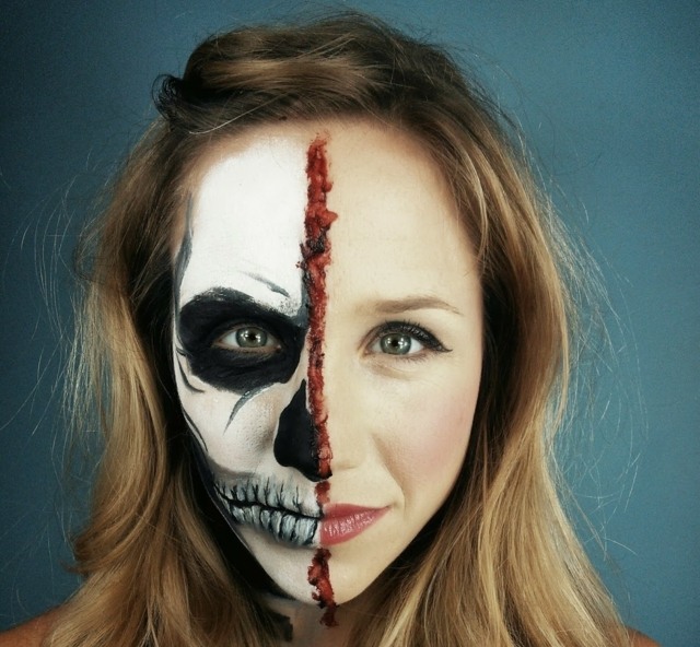 idée de maquillage Halloween femme crâne zombie