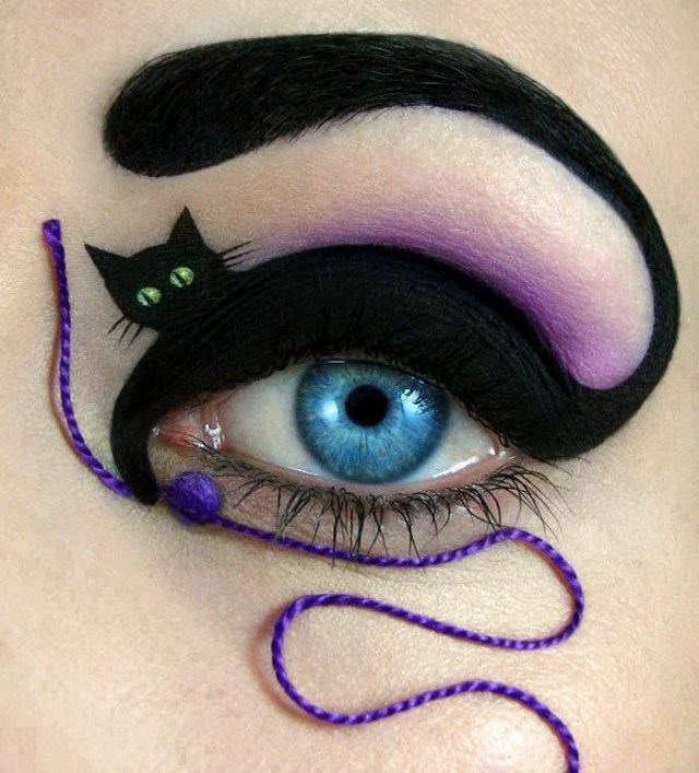 idée de maquillage Halloween femme yeux chat noir