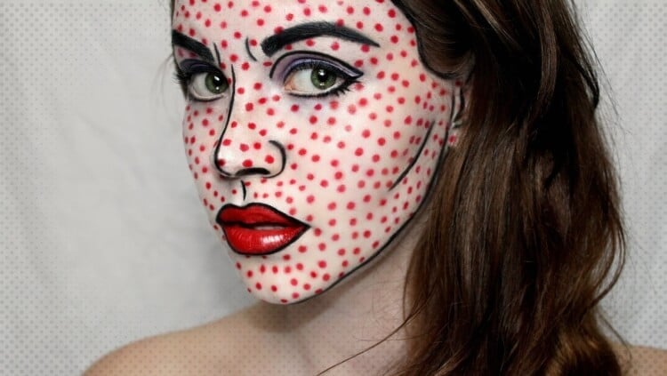 idée superbe maquillage halloween pop-art femme