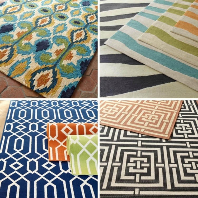 idées motifs géométriques couleurs tapis extérieur moderne