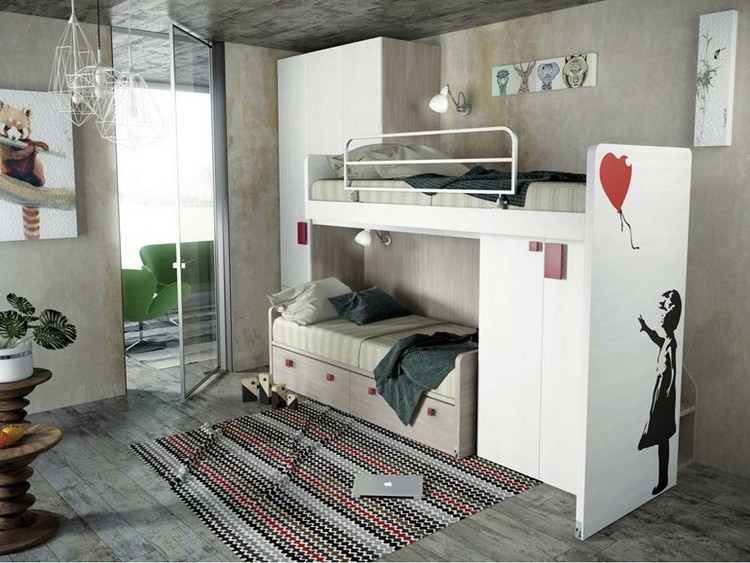 lits-superposés séparables armoire rangement chambre enfant
