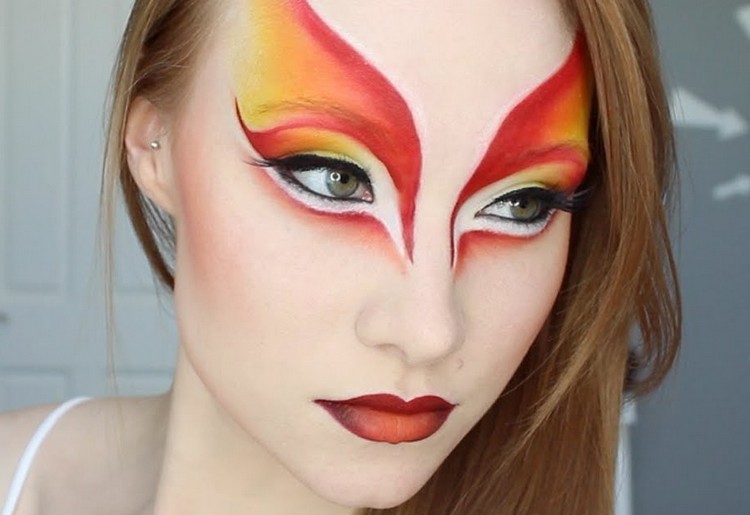 maquillage-halloween-phoenix-rouge-levres-femme