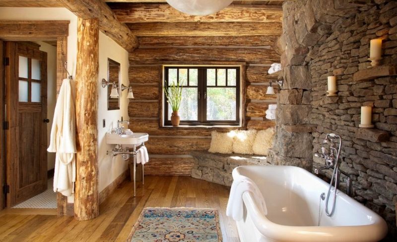 Matériaux naturels pour un décor frais dans la salle de bains Deco galet salle de bain