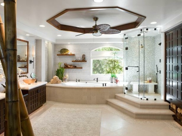 meuble salle de bain bois carrelage mosaique style classique
