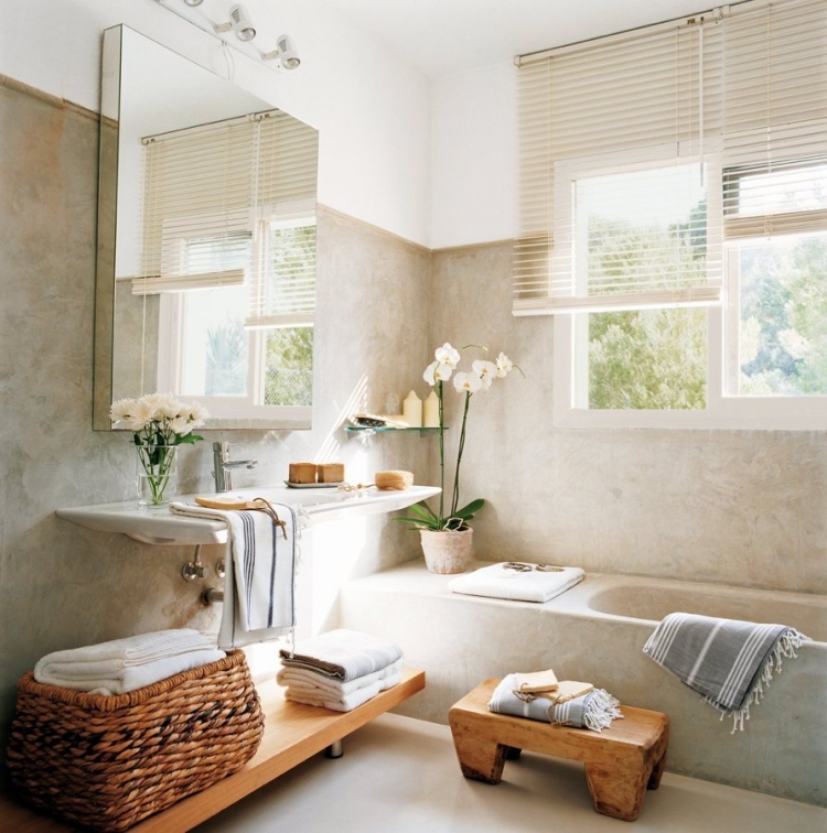 meuble de salle de bain style campagne marche-pied bois-brut