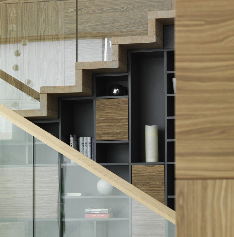 Meubles bois qui apportent une atmosphère accueillante Rangement Escalier désign