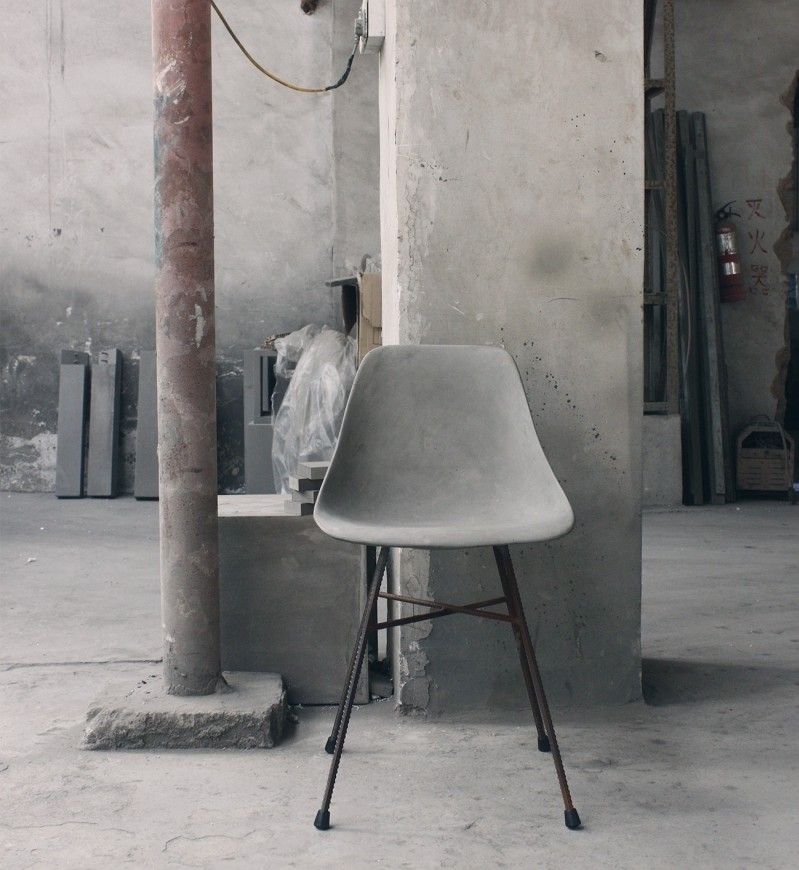 mobilier-beton-chaise-béton-fer-design-minimaliste mobilier béton