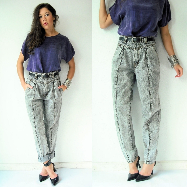 mode-années-80-jeans-délavé-baggy-taille-haute-chevilles