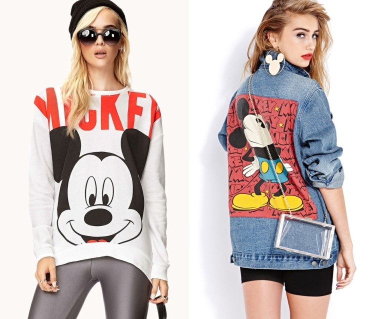 mode-années-80-pull-femme-veste-jeans-imprimés-mickey-mouse