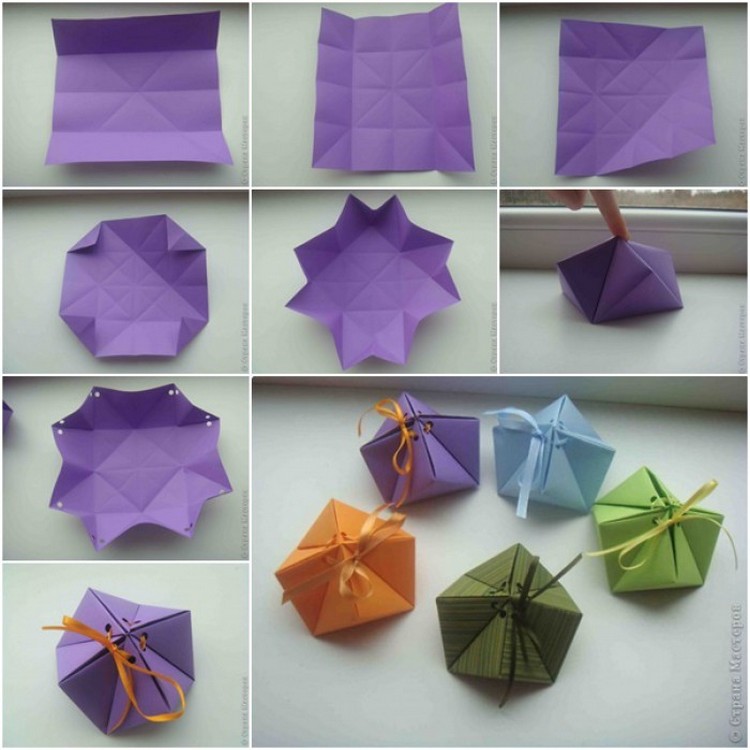 origami-Noel-mini-boîtes-sucreries-papier-multicolore origami de Noël