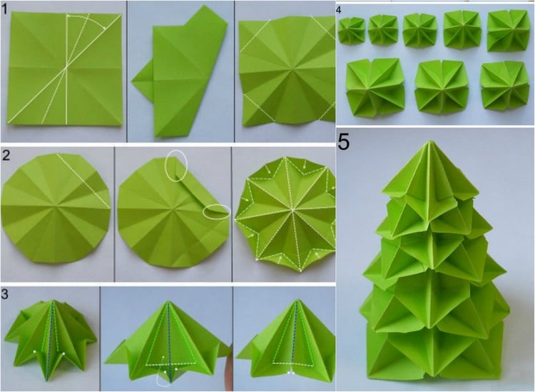 origami-Noel-sapin-Noel-vert-original origami de Noël