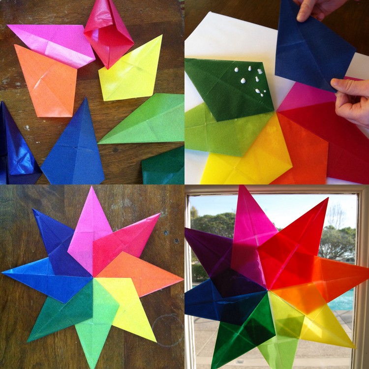 origami-Noel-étoiles-papier-décoratif-multicolore