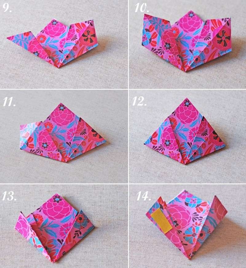 origami-facile-fleurs-papier-emballage-multicolore