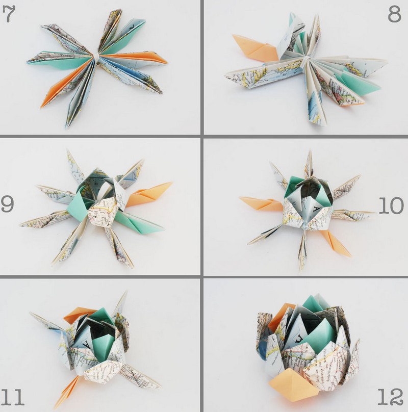 origami-facile-original-fleur-lotus-carte-routière-étape-finale