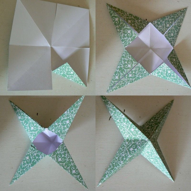 origami-facile-pliage-papier-forme-étoile-relief