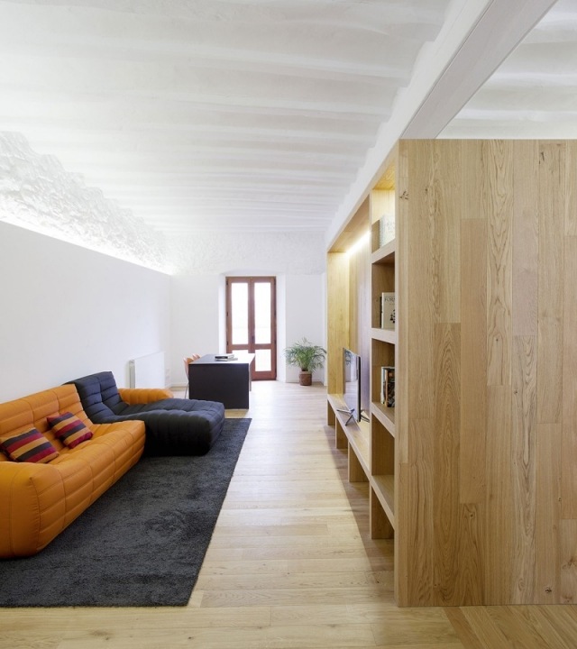 parquet bois clair meuble salon bois assorti canapés design