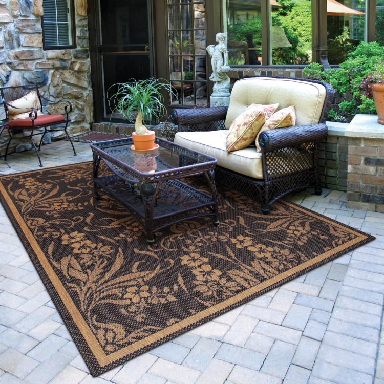 patio exotique tapis extérieur fibres sythétiques marron