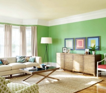 peinture-murale-chambre-coucher-vert-blanc-canape-droit