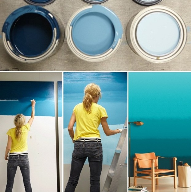 peinture-salon-effet-ombré-DIY-nuances-bleu