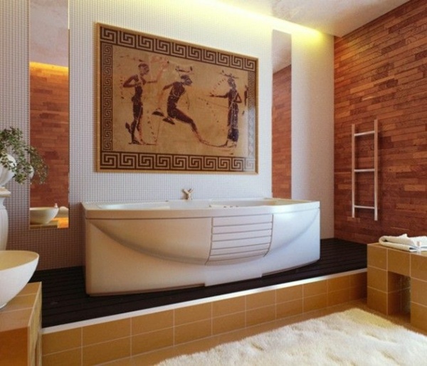 salle de bain ancienne style Grèce Antique décoration mosaique