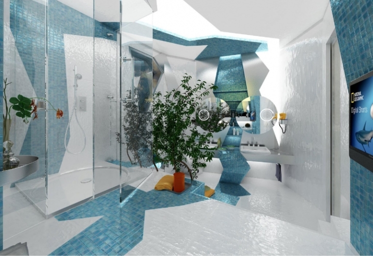 salle-bains-avant-garde-décoration-intérieur-blanche-turquoise