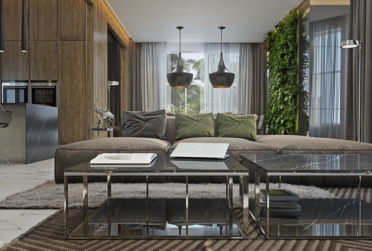 salon de luxe suspensions design mur végétal-intérieur