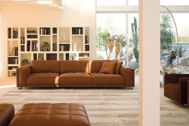 salon-moderne-couleur-neutre-tapis-canape-droit-marron-coussins