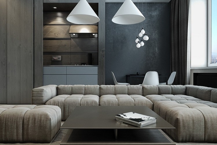 Salon noir et blanc et salon gris en 50 photos remarquables