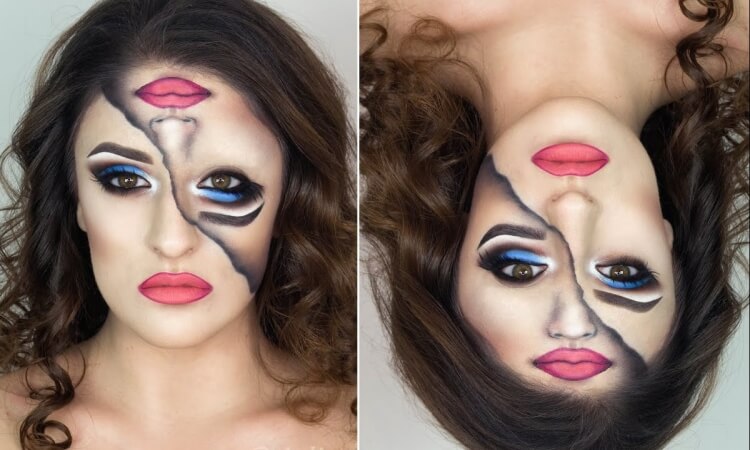 visage double idée maquillage halloween femme