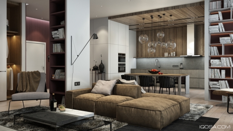 aire-ouverte moderne parquet-massif-meubles luminaires design