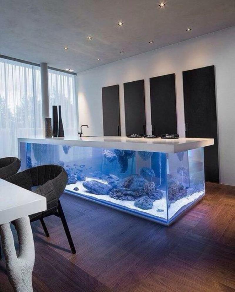 aquarium-maison-îlot-cuisine-plan-travail-blanc