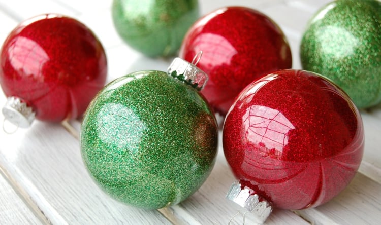 boule-Noel-decorer-bulle-transparente-glitter-vert-rouge