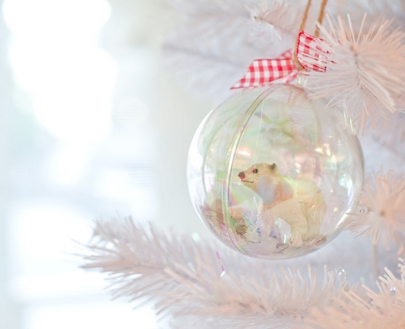 boule de Noël décorative boule neige-faite-maison-ours-blanc