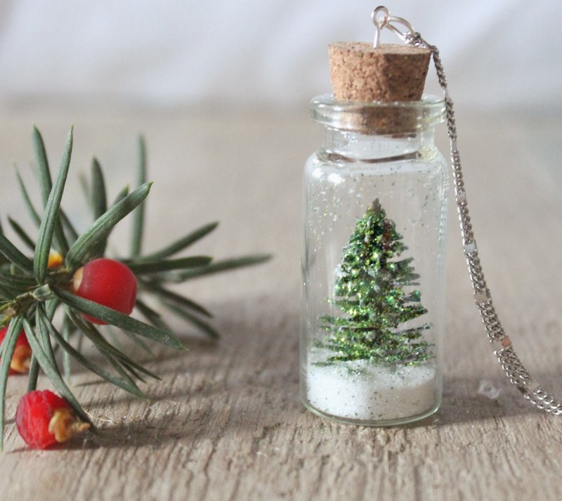 boule-neige miniature faite maison bouteille-verre-bouchon-liège