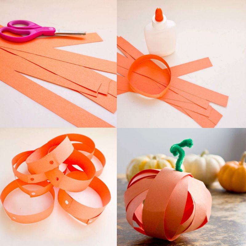 bricolage-enfants-automne-citrouille-originale-papier-construction-orange bricolage pour enfants