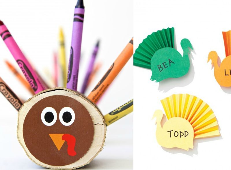 bricolage-enfants-automne-dindes-papier-construction-coloré-marque-place-enfants bricolage pour enfants
