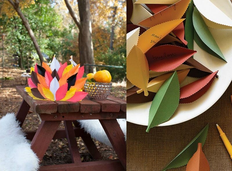 bricolage-enfants-automne-feuilles-multicolores-papier-construction-déco-table