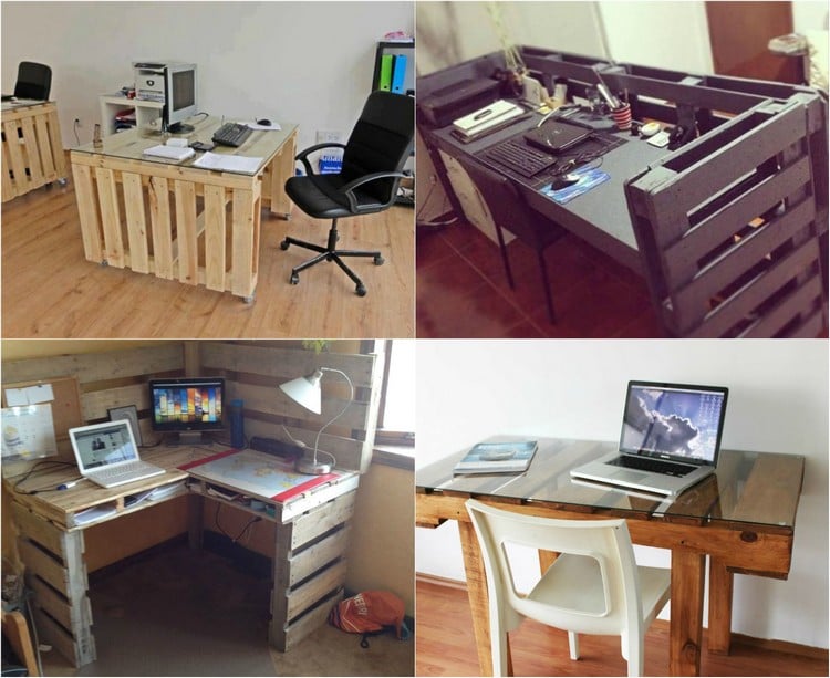 bureau-en-bois-palettes-chaise-blanche-ordinateur-bureau-domicile