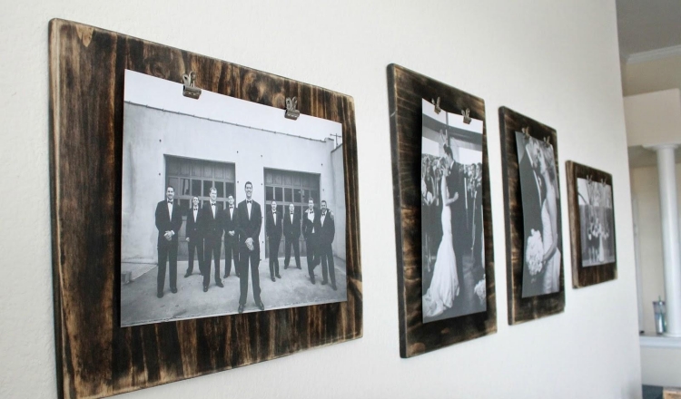 cadres-photos-originaux-planches-bois-vieilli-photos-mariage-noir-blanc