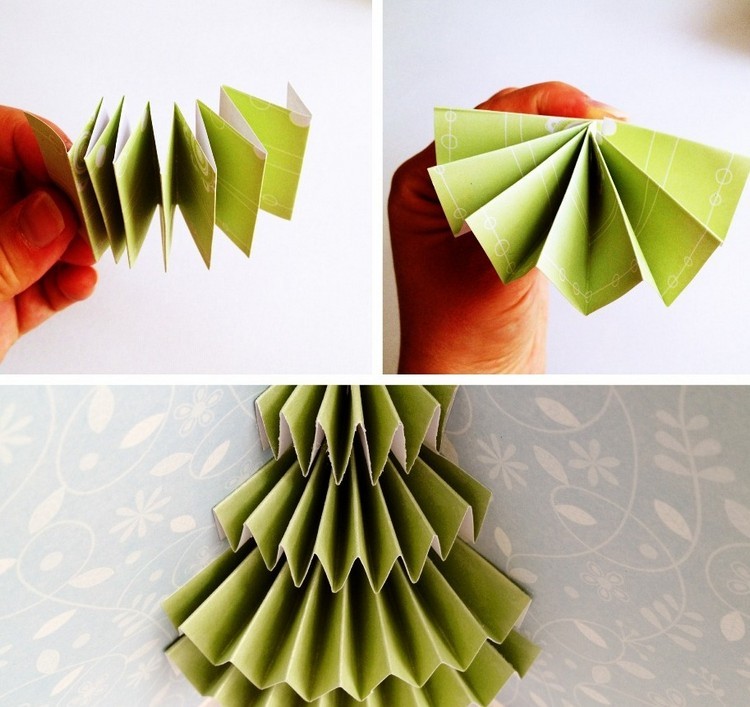 carte-pop-up-Noel-arbre-Noel-bandelettes-plissées-papier-vert carte Pop-up Noël