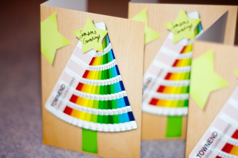 cartes de vœux Noël fabriquer sapins nuanciers couleurs