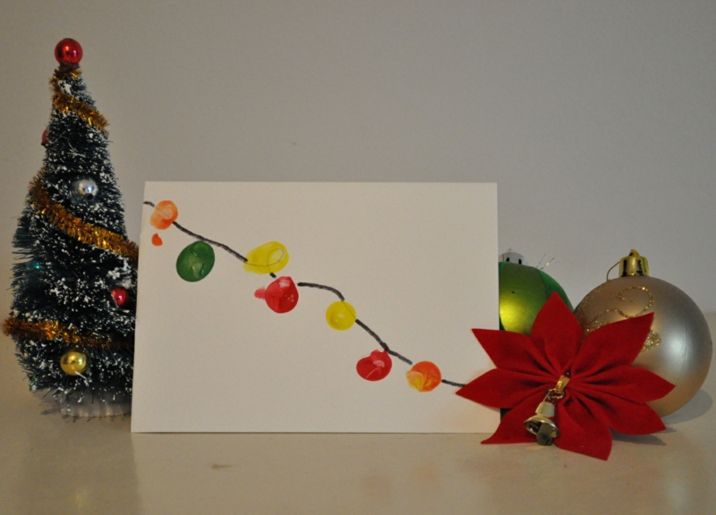 carte-vœux-Noël faite maison guirlande empreintes digitales