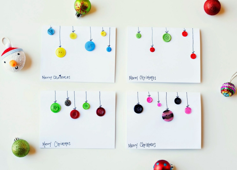 cartes de vœux Noël originales faites maison décorées boutons