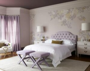 chambre coucher adulte couleur-lilas tête lit capitonnée