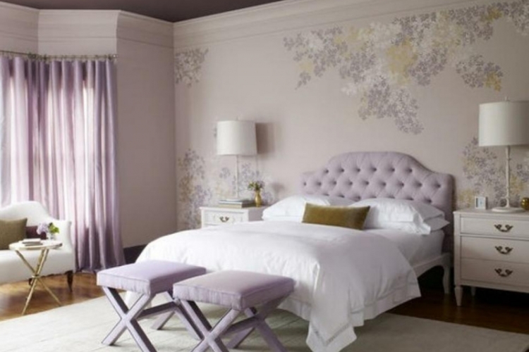 chambre coucher adulte couleur-lilas tête lit capitonnée