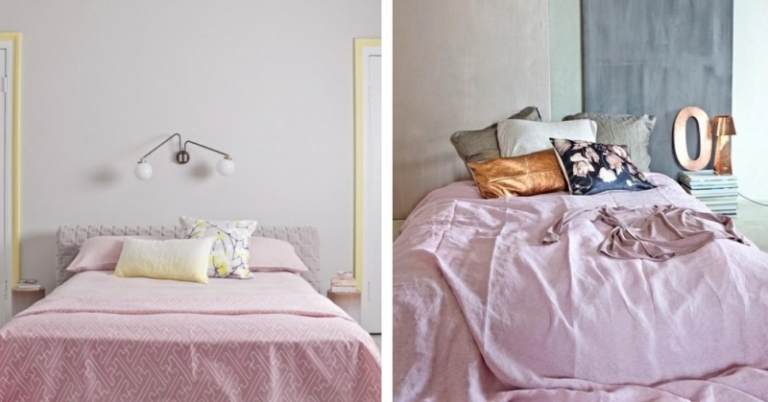 chambre coucher adulte literie rose couleur pastel