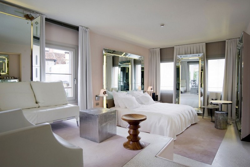 chambre coucher blanche mobilier-design miroirs biseautés