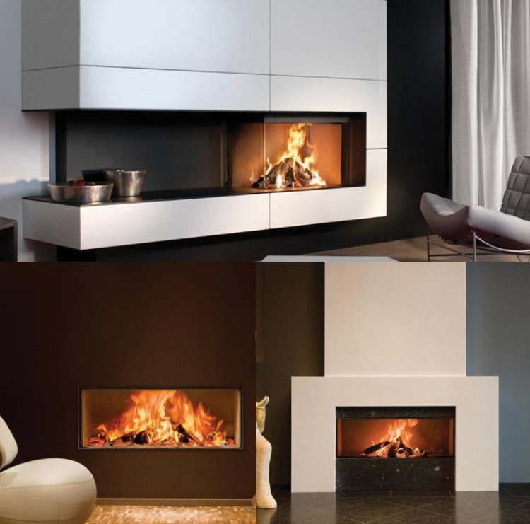 cheminée design elegant--bois-fauteuil-cuir-blanc