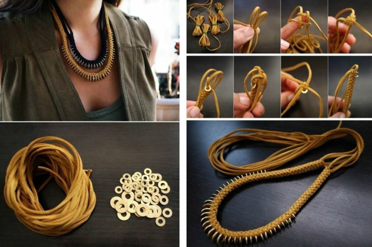 collier-faire-soi-meme-design-original-cuir-disques-metal collier à faire soi-même